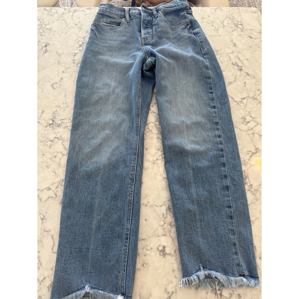 Old Navy Jeans Petite‎ Size 2 Blue Denim Extra High Rise Straight Sky-Hi Buttons